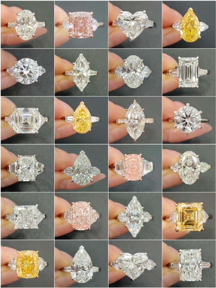 Custom-made colored diamond rings and necklaces